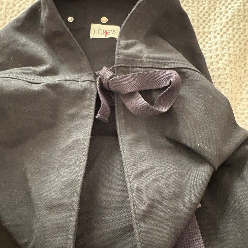 J.Crew XL Slouchy Black Canvas Sling Tote Bag Leather Trim Minimalist Utility - Picture 5 of 7